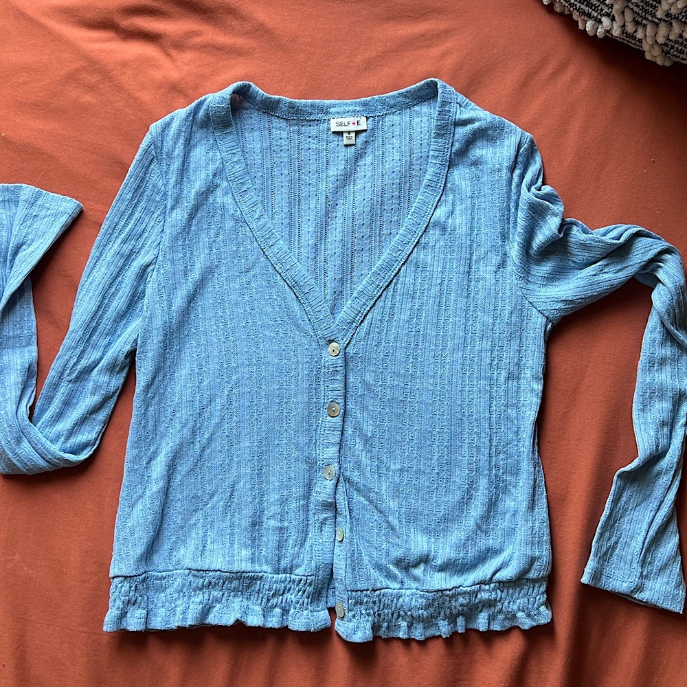BLUE LONGSLEEVE CROP TOP
